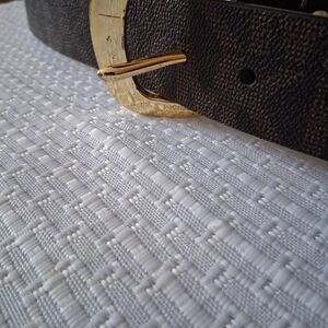 Michael Kors Brown Leather Belt with Gold Buckle